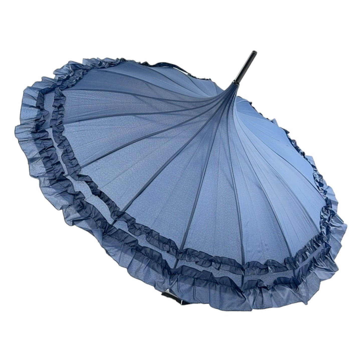 Boutique Frilled Pagoda Umbrella  Navy