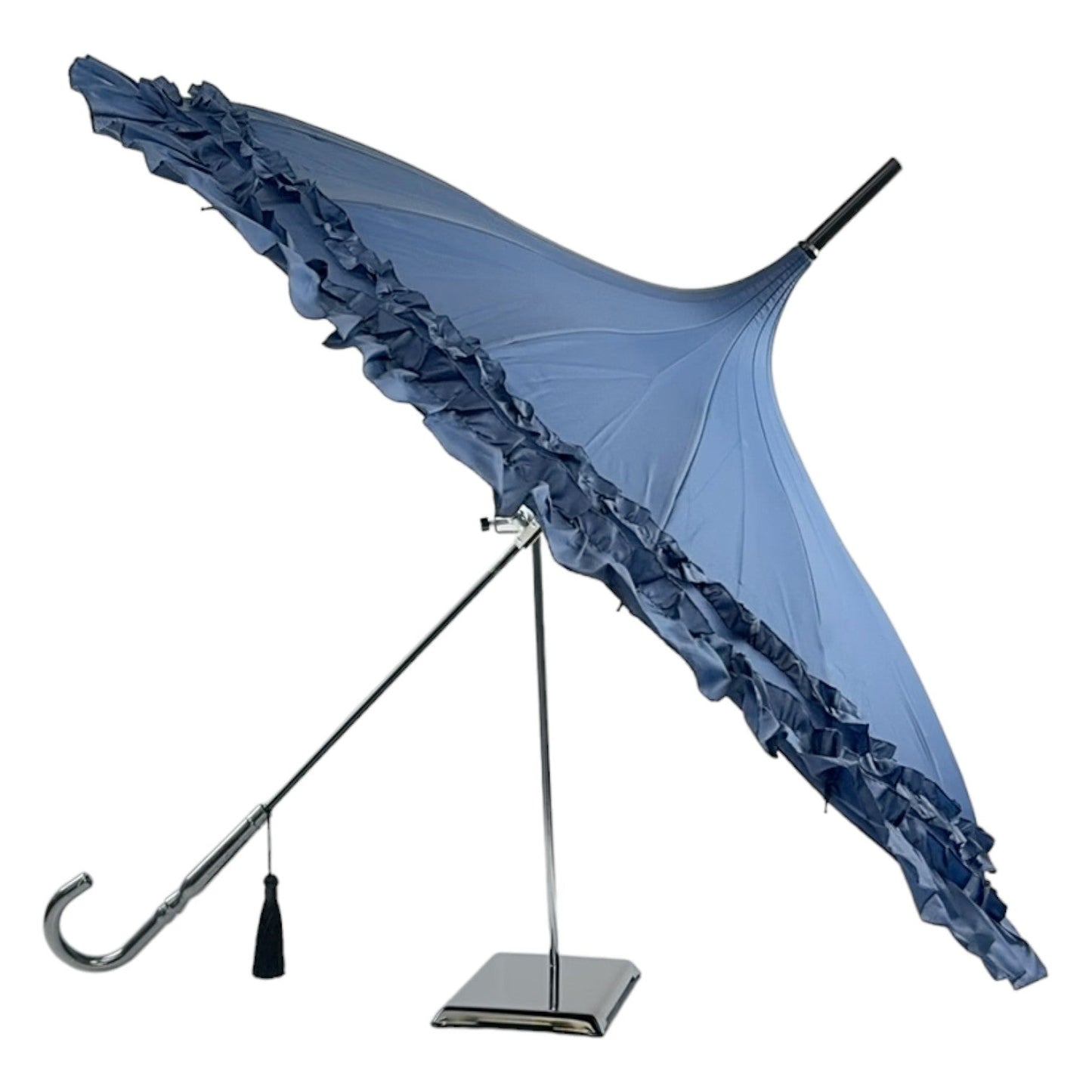 Boutique Frilled Pagoda Umbrella  Navy