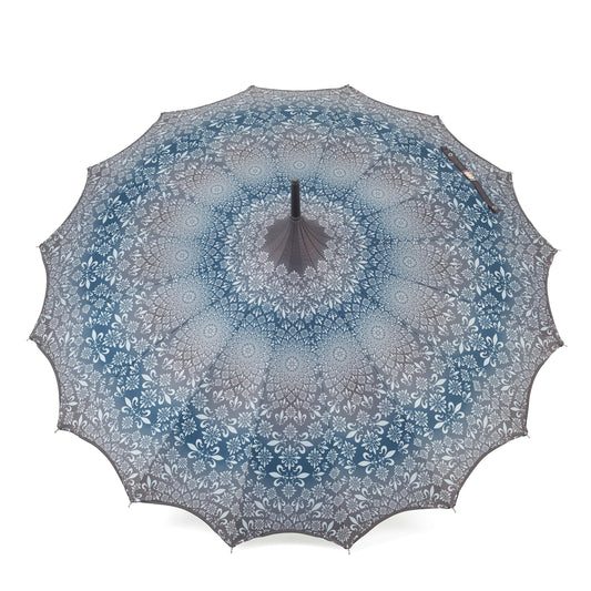 Boutique Patterned Pagoda with Scalloped edge Charcoal