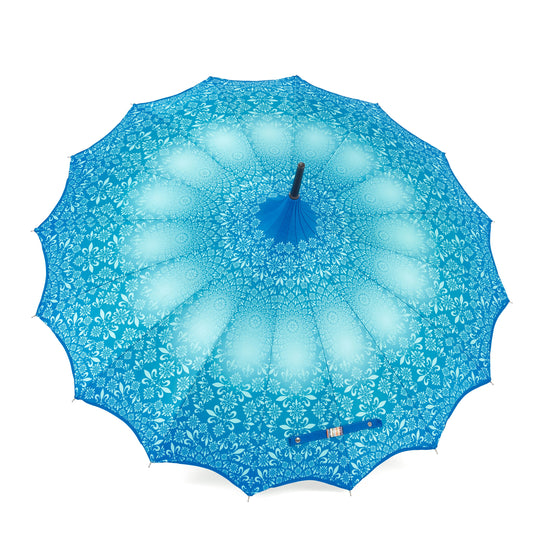 Boutique Patterned Pagoda with Scalloped edge Teal