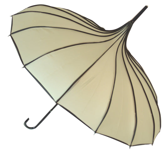 Boutique RIBBED Pagoda Umbrella  Beige