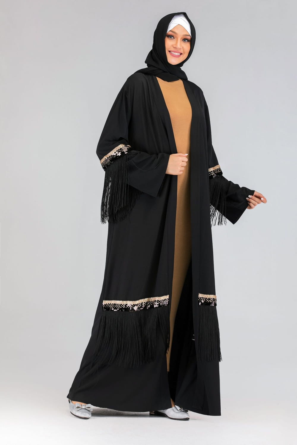 Fringed Abaya - Luxury Statement Piece