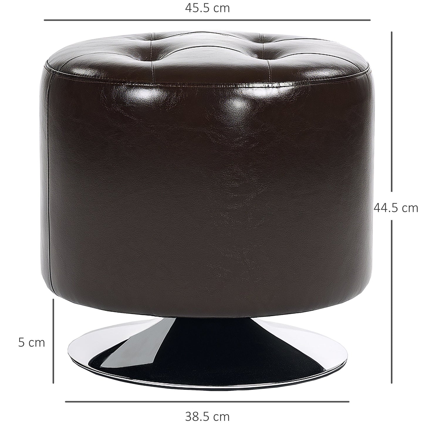 HOMCOM 360° Swivel Foot Stool PU Footstool with Thick Padding Brown