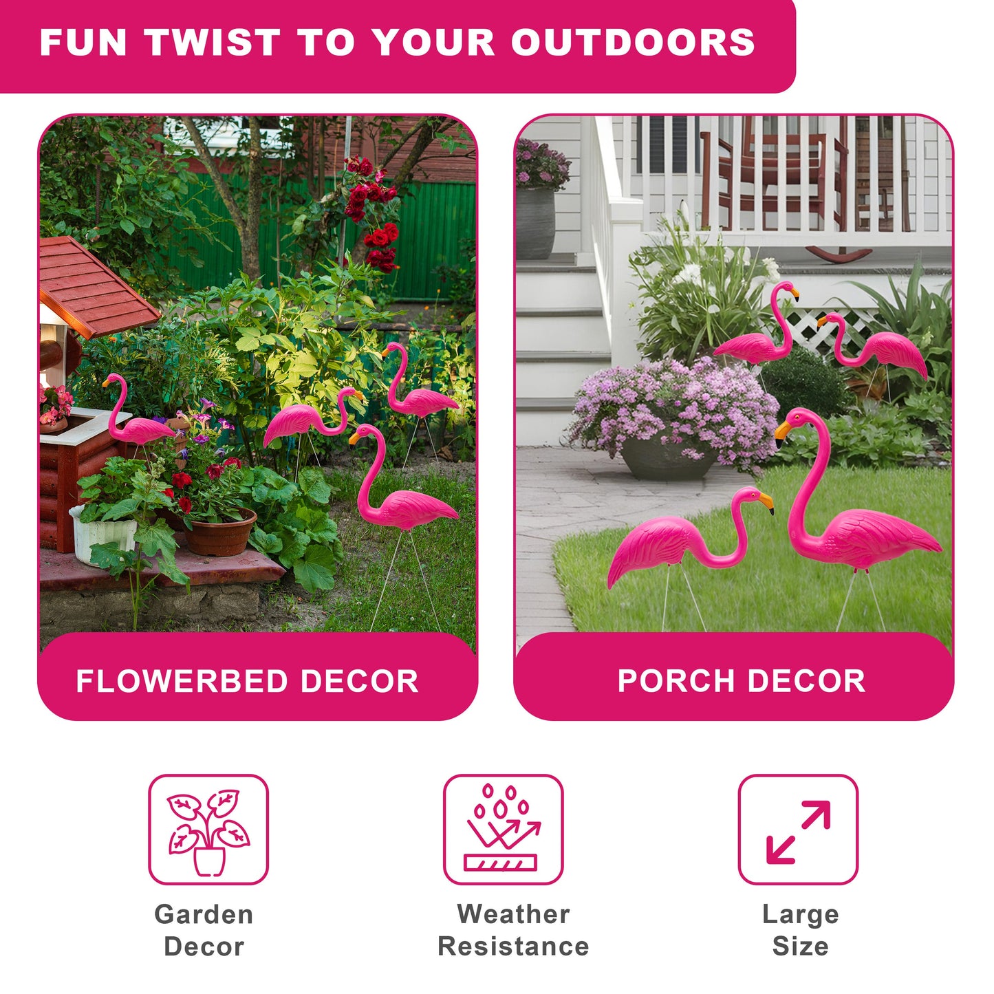 Realistic Pink Garden Flamingo Pair