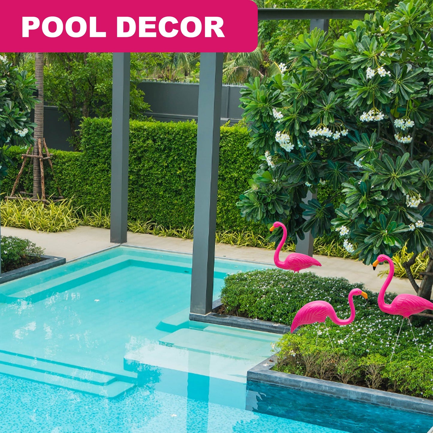Realistic Pink Garden Flamingo Pair