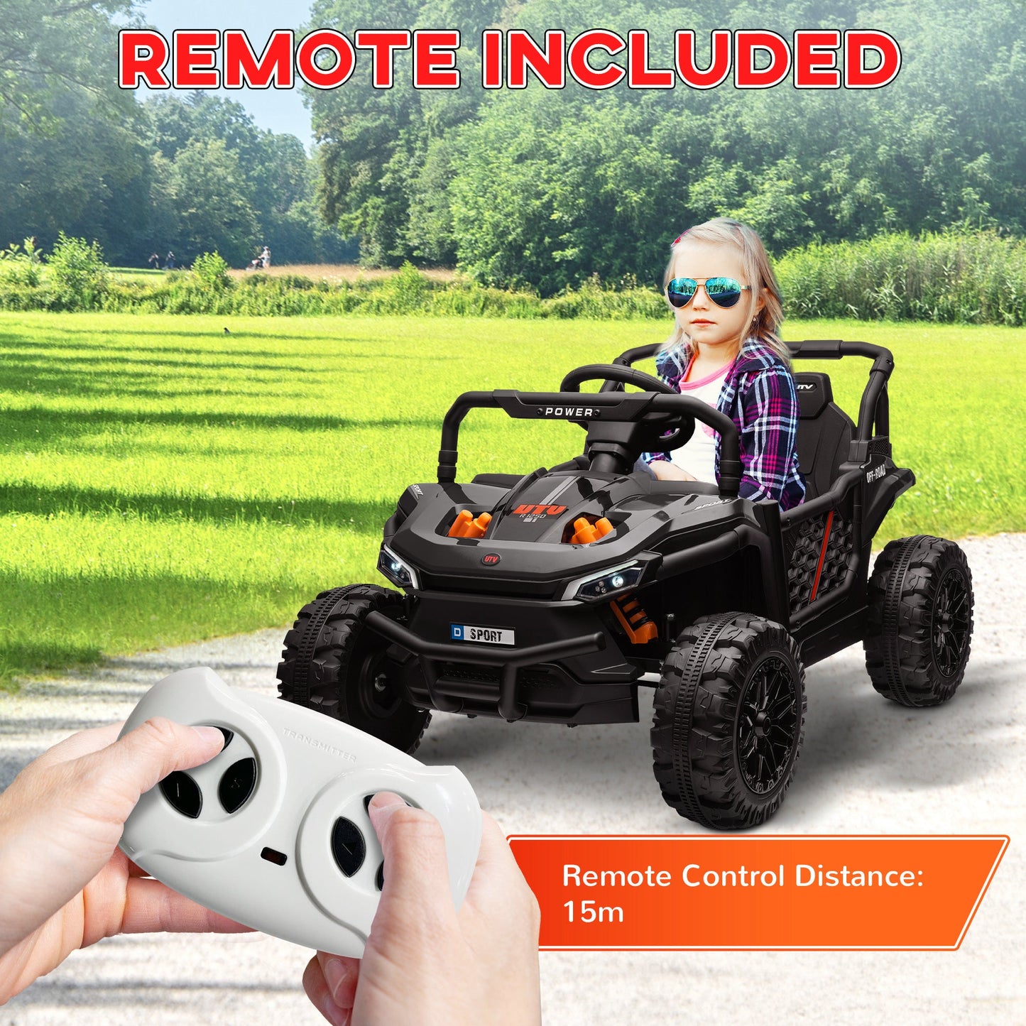 AIYAPLAY Kids Ride on Car, 12V Electric Truck w/ Horn Lights USB