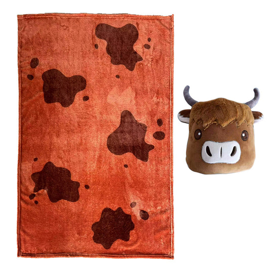 2-in-1 Blankeazzz Plush Toy & Travel Blanket - Highland Coo