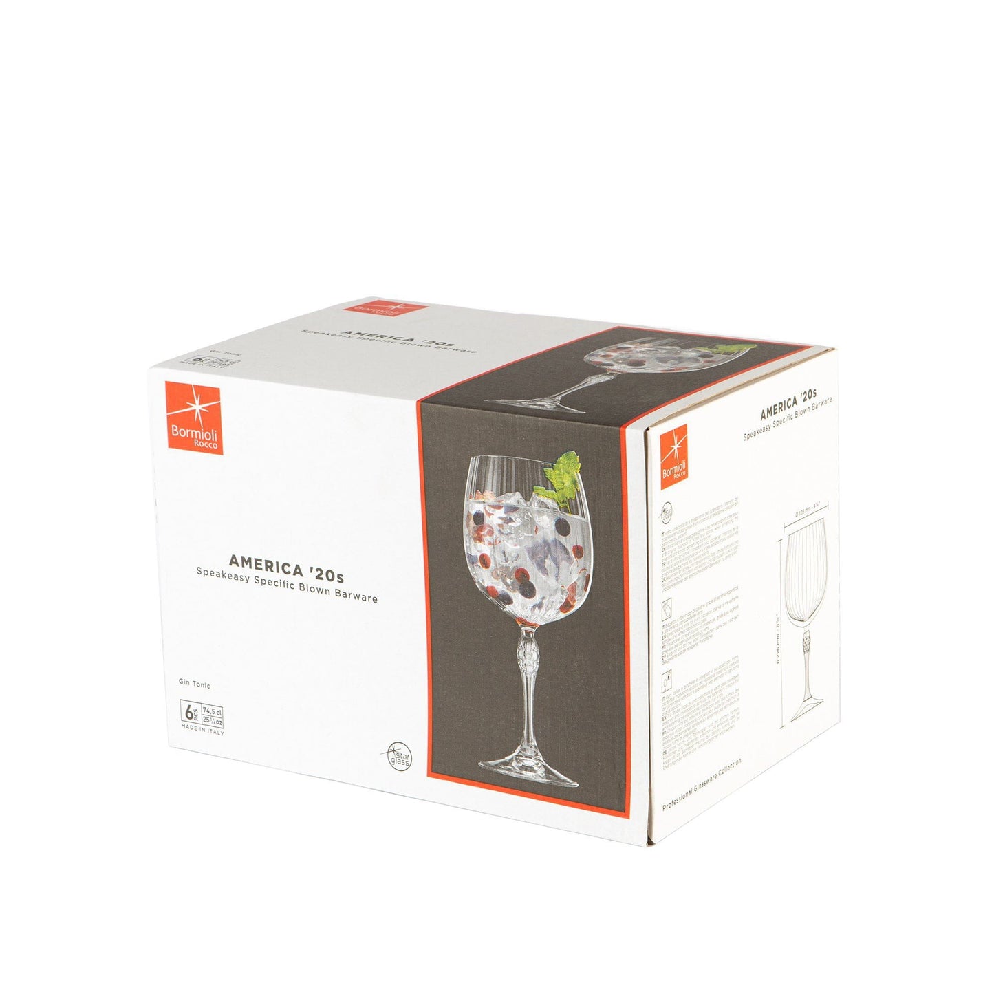 745ml America '20s Gin Glasses - Pack of Six