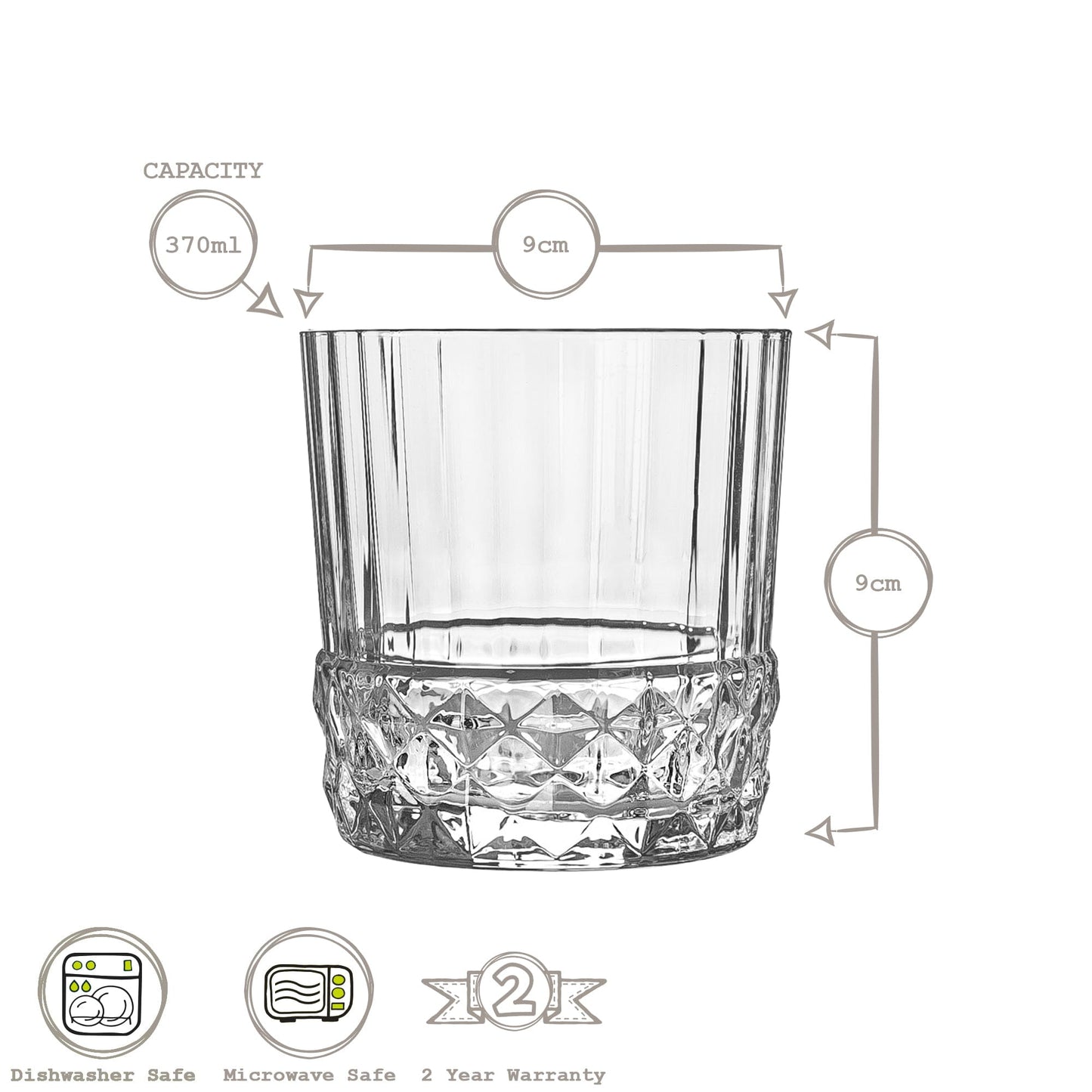 370ml America '20s Tumbler Glasses - Pack of Six