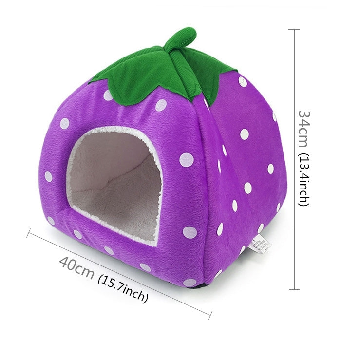 Strawberry Shaped Foldable Short Plush Pet House Nest, Size: L, Red, Size L, Pink, Size L, Purple, Size L