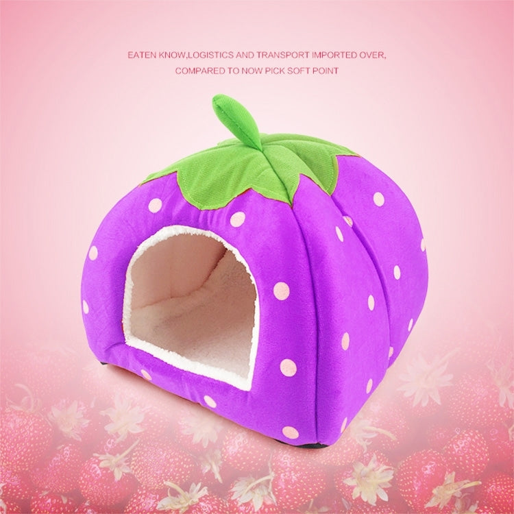 Strawberry Shaped Foldable Short Plush Pet House Nest, Size: L, Red, Size L, Pink, Size L, Purple, Size L