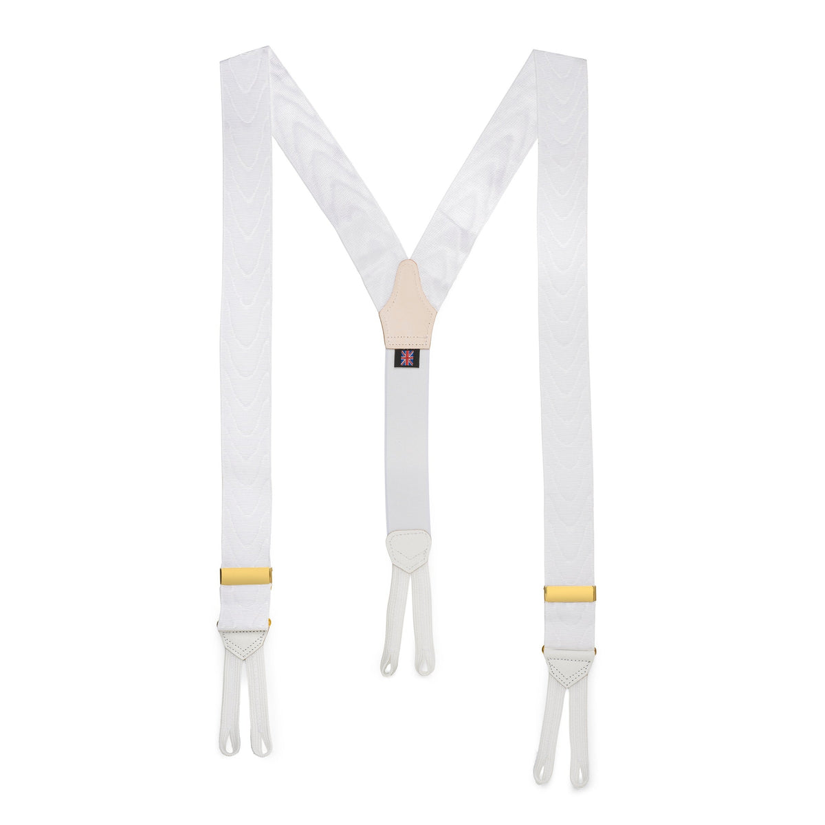 Silk Moire Braces In White