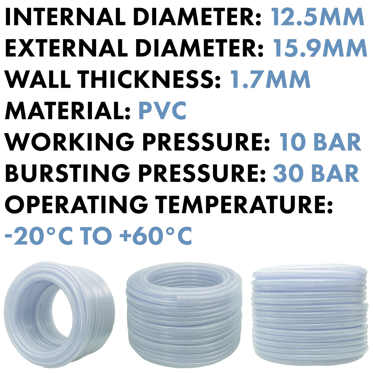Clear Braided PVC Pipe 12.5mm*1.7mm