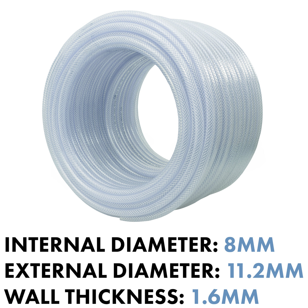 Clear Braided PVC Pipe 8mm*1.6mm