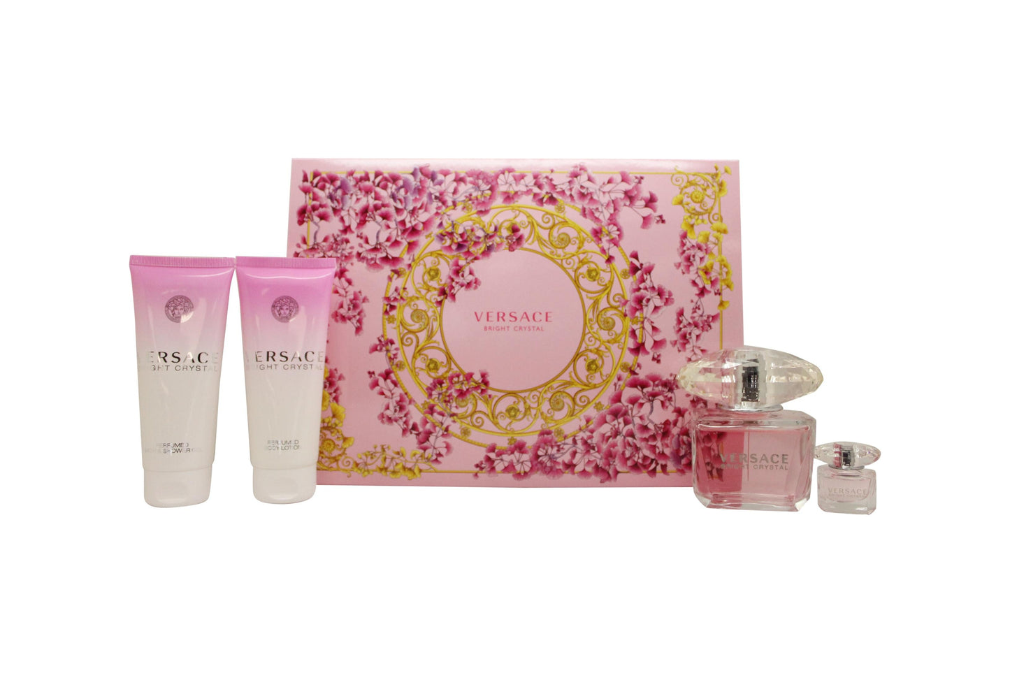 Versace Bright Crystal Gift Set 90ml EDT + 100ml Body Lotion + 100ml Shower Gel + 5ml EDT Women's Fragrance
