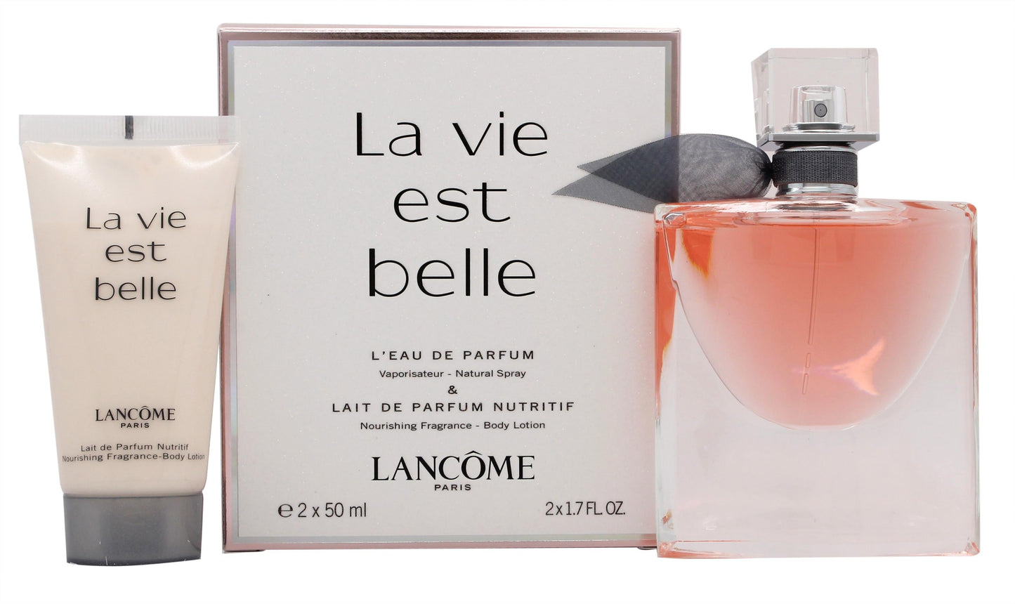 Lancome La Vie Est Belle L'Eau de Parfum Gift Set 50ml Spray + 50ml Body Lotion Women's Fragrance