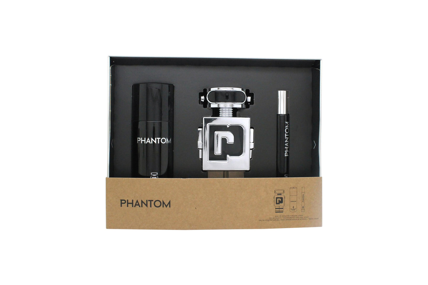 Paco Rabanne Phantom Gift Set 100ml EDT + 10ml EDT + 150ml Deodorant Spray Men's Fragrance