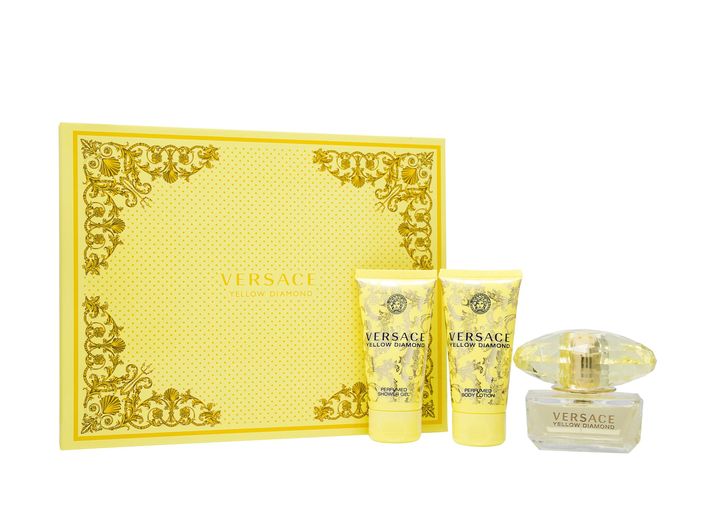 Versace Yellow Diamond Gift Set 50ml EDT + 50ml Shower Gel + 50ml Body Lotion Women's Fragrance