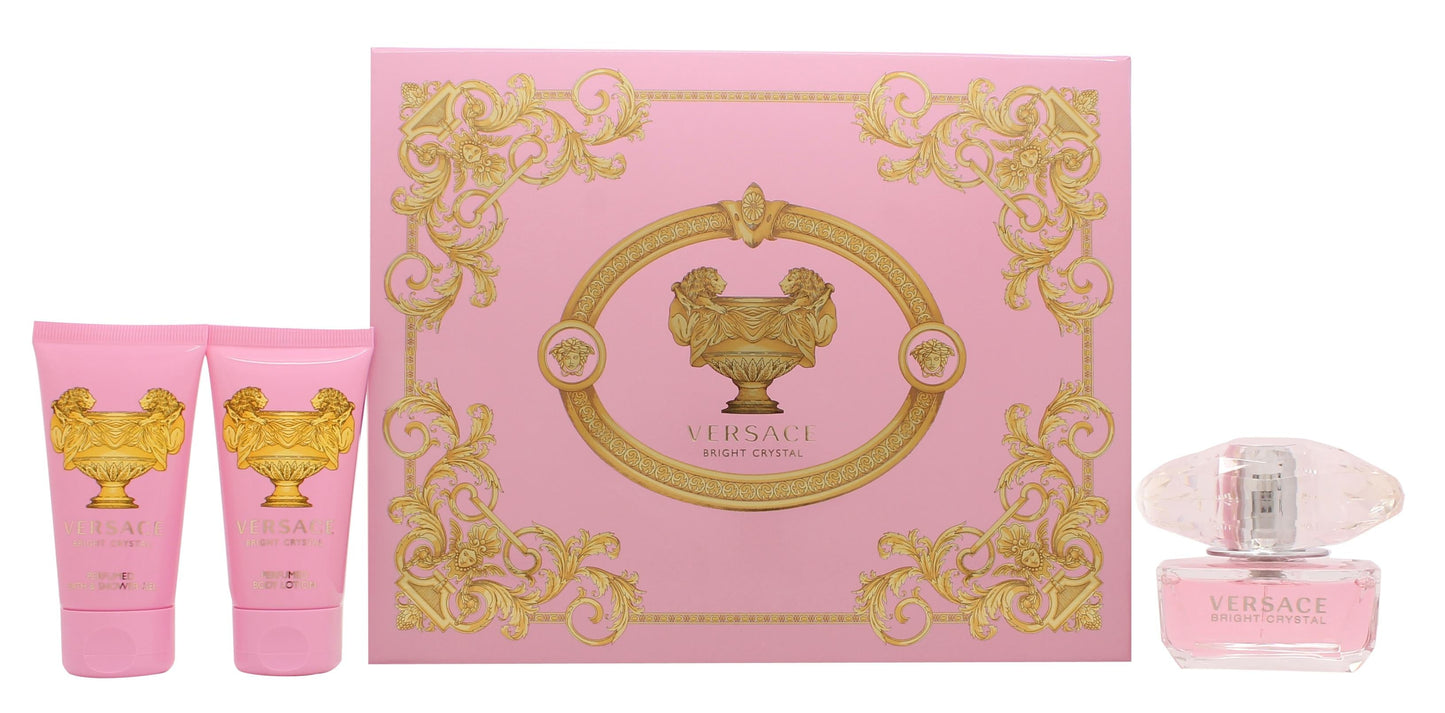 Versace Bright Crystal Gift Set 50ml EDT + 50ml Shower Gel + 50ml Body Lotion Women's Fragrance