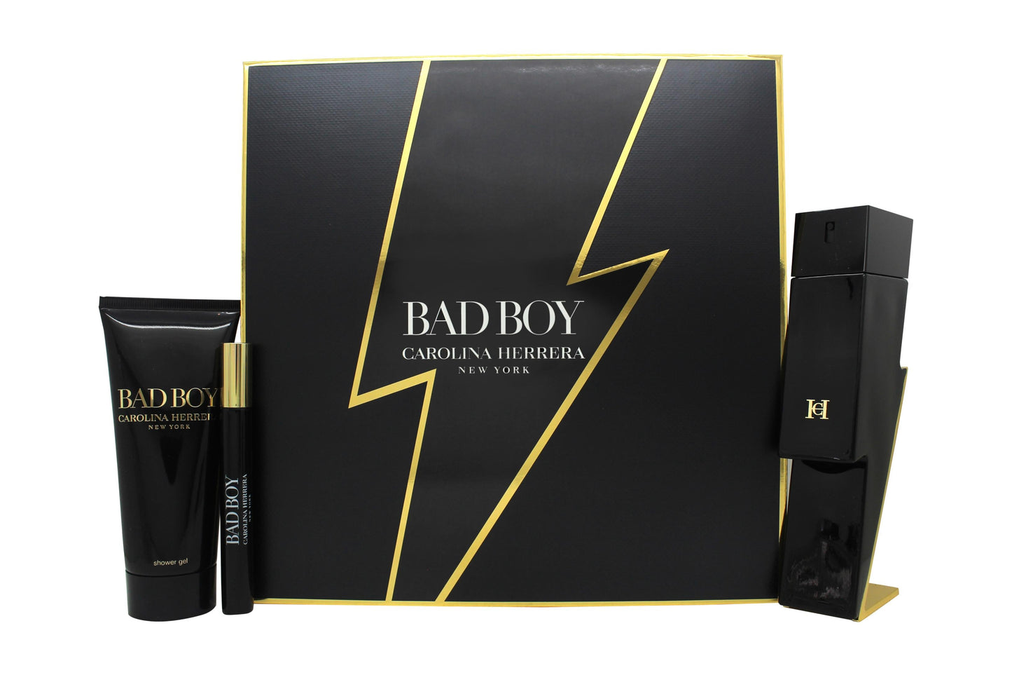 Carolina Herrera Bad Boy Gift Set 100ml EDT + 100ml Shower Gel + 10ml EDT Men's Fragrance