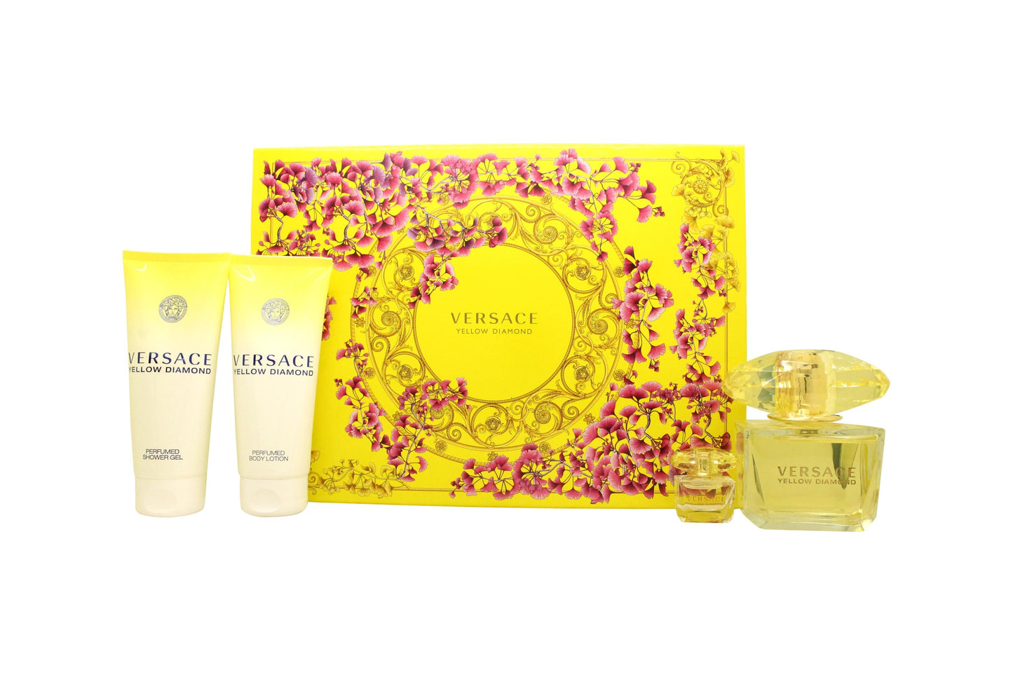Versace Yellow Diamond Gift Set 90ml EDT + 100ml Body Lotion + 100ml Shower Gel + 5ml EDT Women's Fragrance