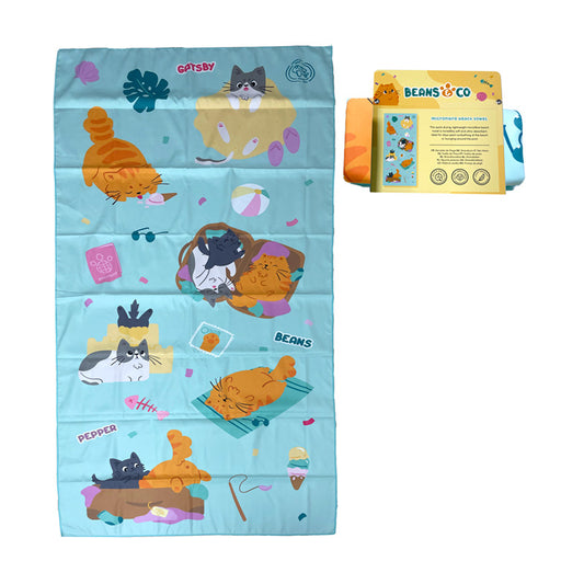 Beans & Co Cats Microfibre Beach Towel