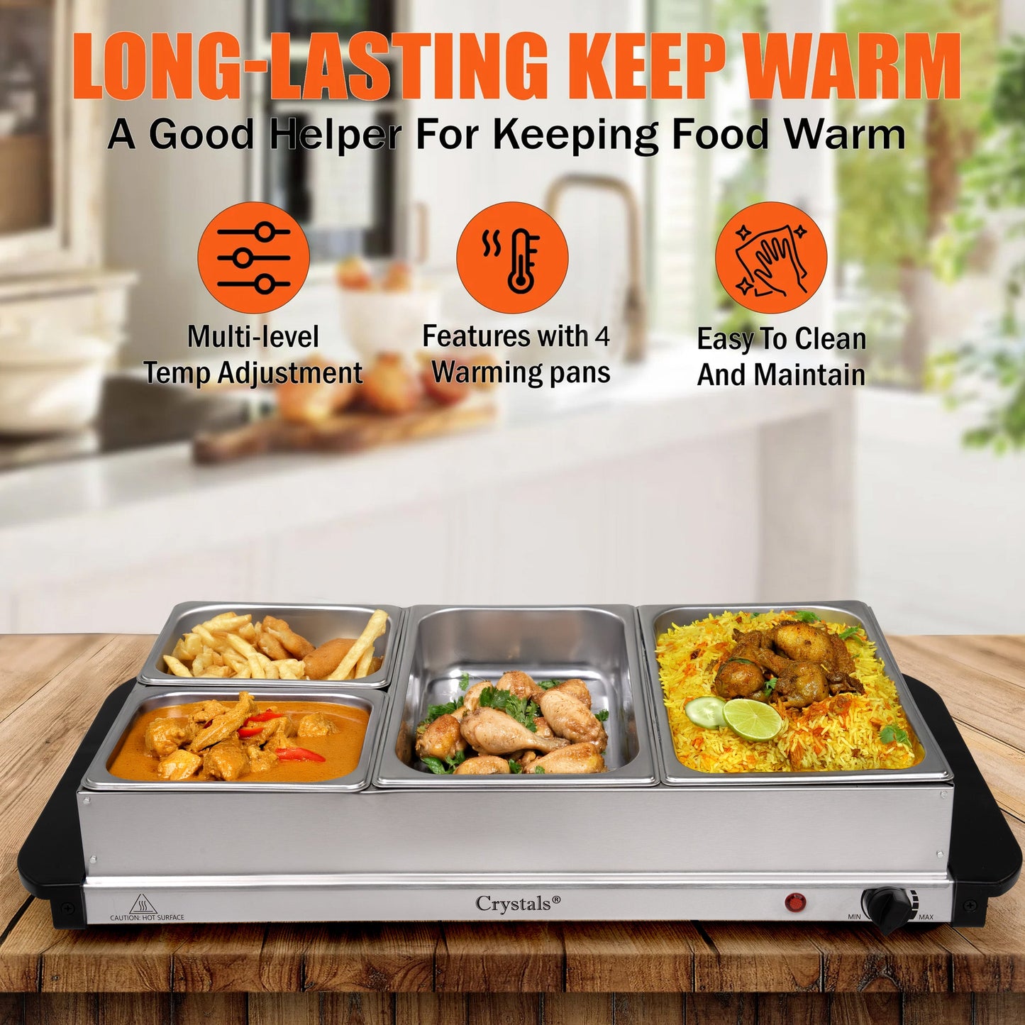 4 Tray Compartments Electric Buffet Server