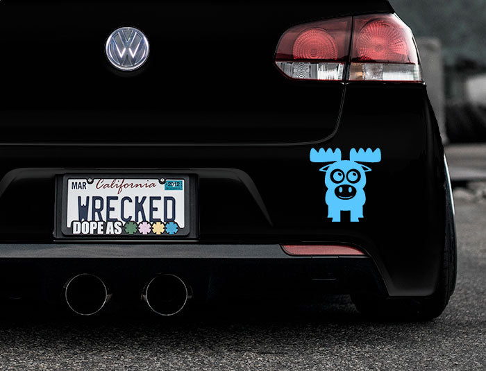 Adorable Moose Bumper Car Sticker