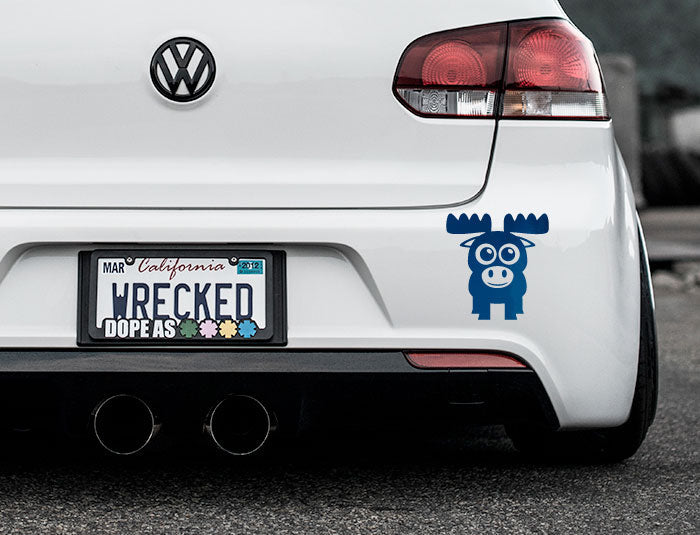 Adorable Moose Bumper Car Sticker