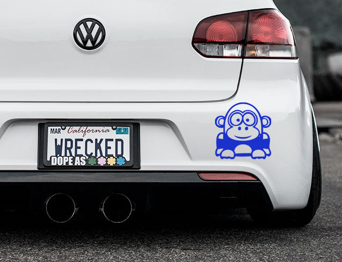 Funny Cartoon Gorilla Bumper Car Sticker