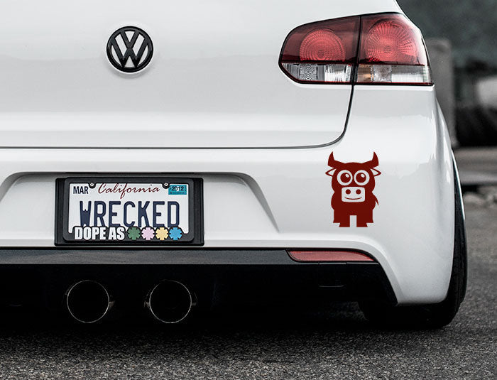 Adorable Bull Bumper Car Sticker