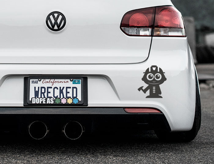 Adorable Firefighter Bumper Car Sticker