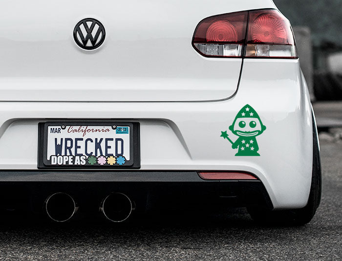 Adorable Wizard Bumper Car Sticker