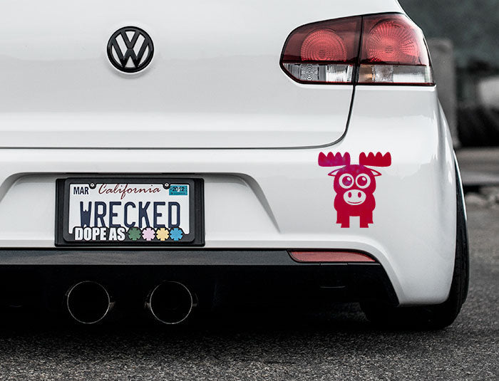 Adorable Moose Bumper Car Sticker