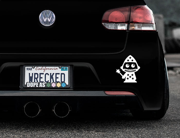Adorable Wizard Bumper Car Sticker