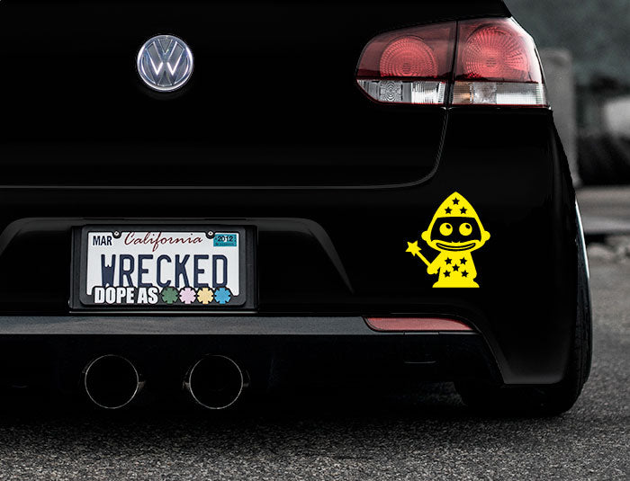 Adorable Wizard Bumper Car Sticker
