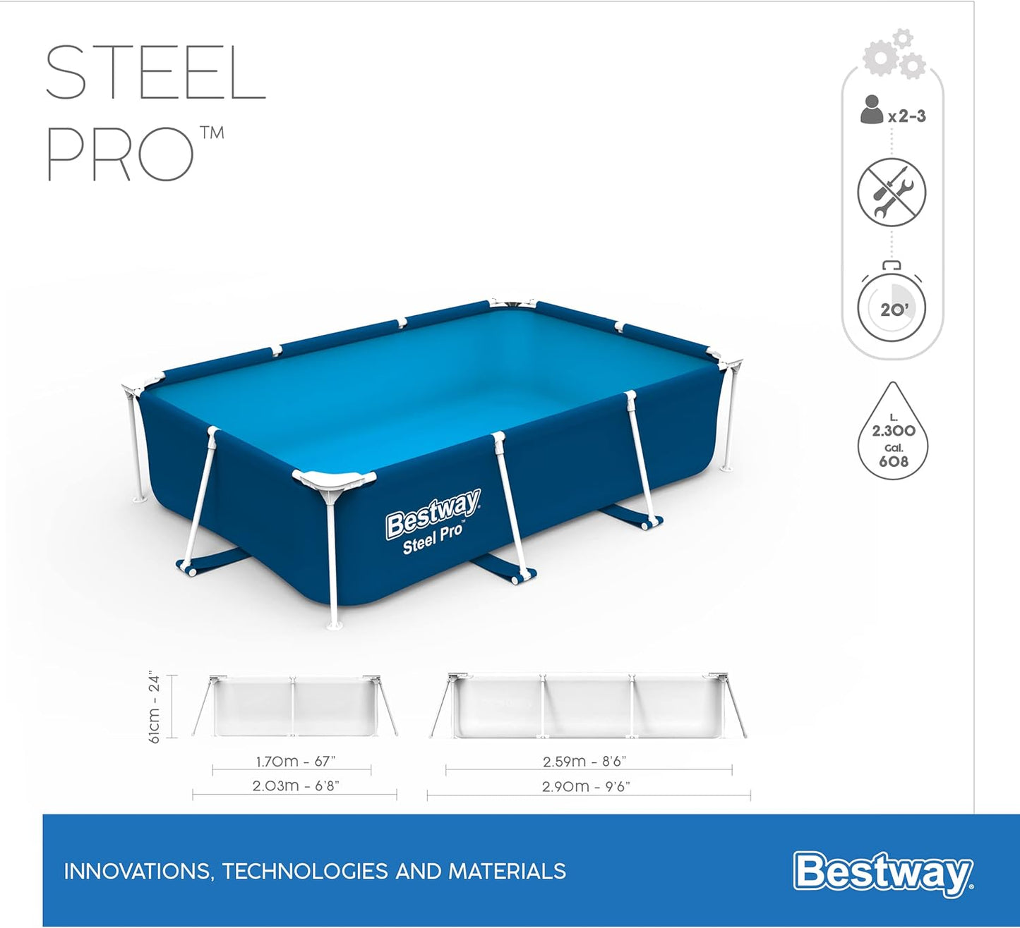 Bestway Deluxe Splash Frame Pool - 2300L