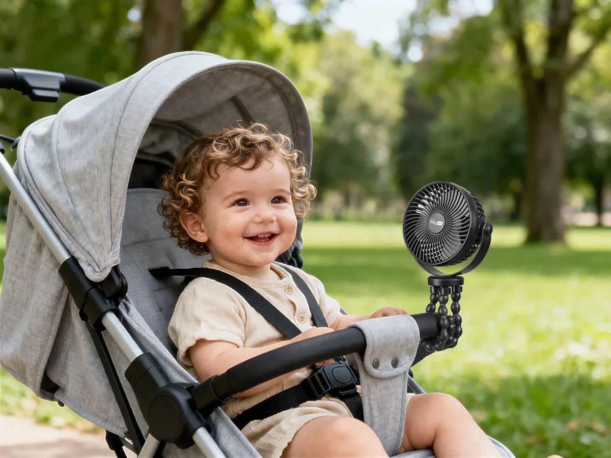 baby plus Rechargeable Stroller Fan - Black