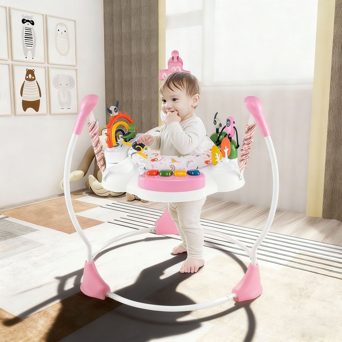 Baby Activity Center Baby Jumper and Bouncer with 6 Interactive Toys for Babies Age 6 Months +-Green