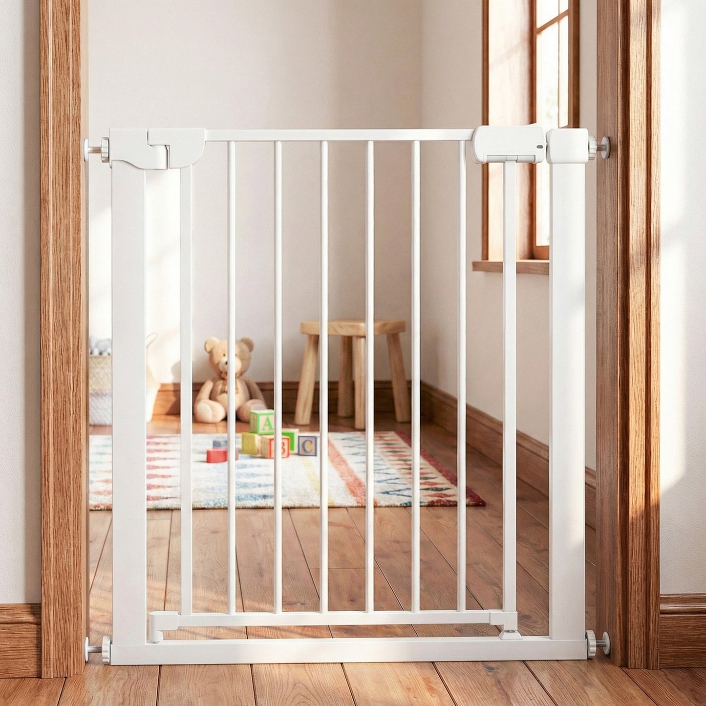 Baby Gate for Stairs Pressure Mounted Auto-Close Door Gate-Black