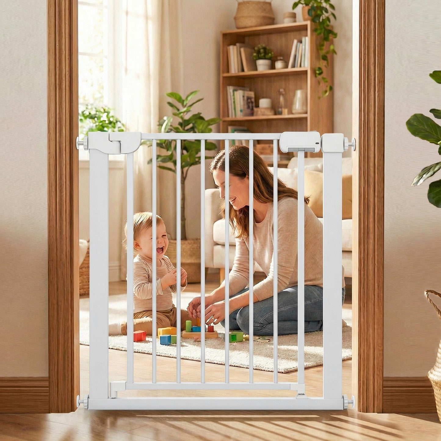 Baby Gate for Stairs Pressure Mounted Auto-Close Door Gate-Black