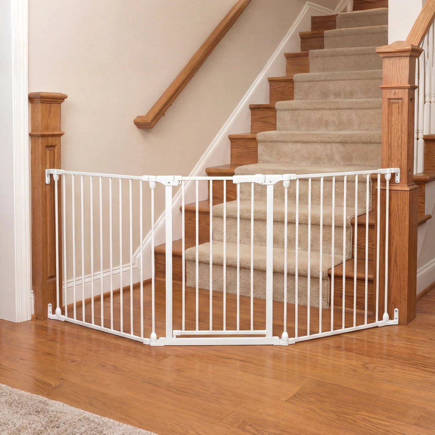 Baby Gate for Stairs Doorways 3-Panel Hardware-Mounted Safety Pet Gate-Black