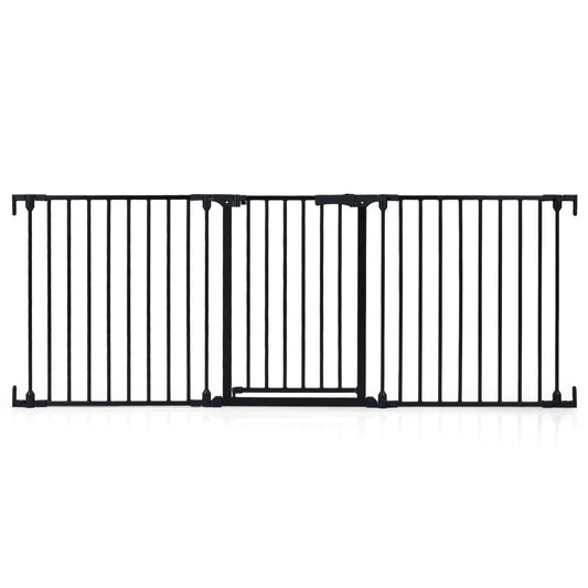 Baby Gate for Stairs Doorways 3-Panel Hardware-Mounted Safety Pet Gate-Black