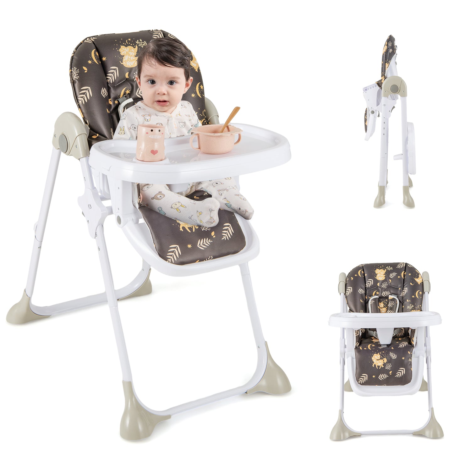 Folding High Chair-Beige