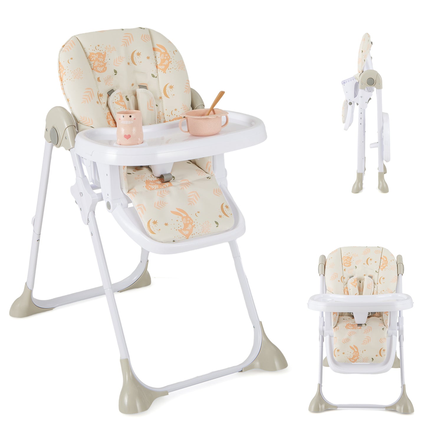Folding High Chair-Beige
