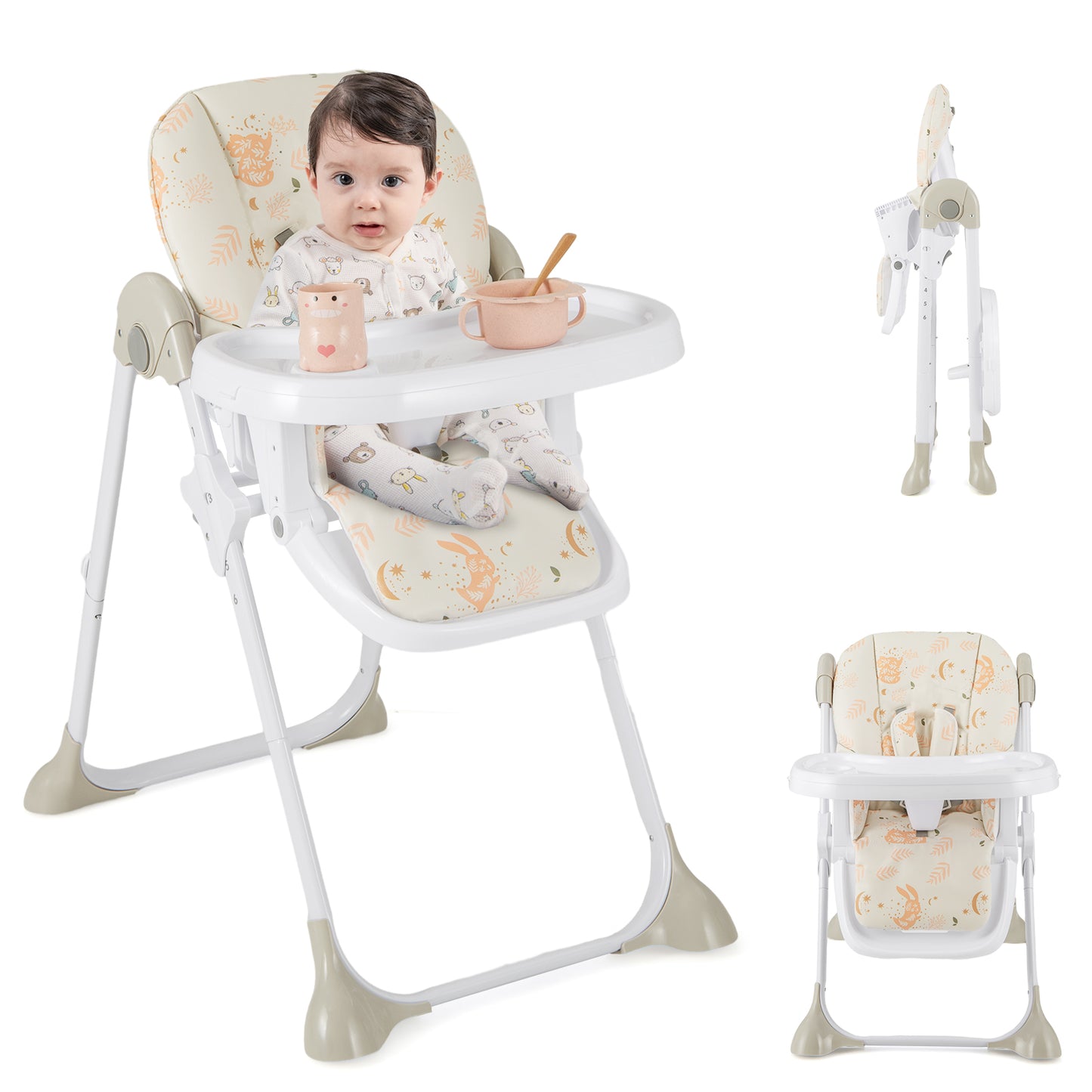Folding High Chair-Beige