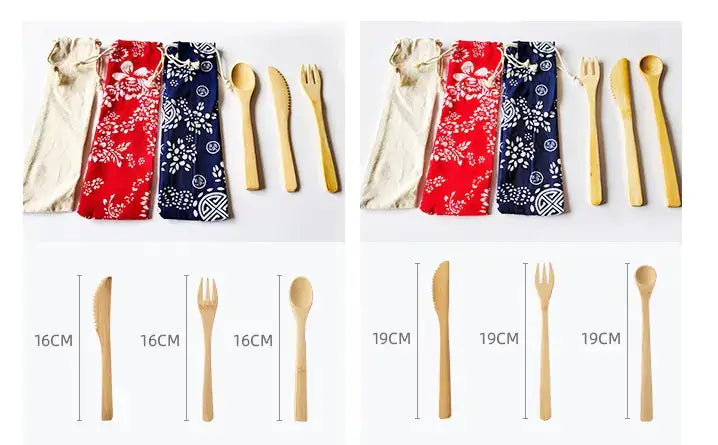 Bamboo Cutlery Set – Eco-Friendly Utensils with Pouch