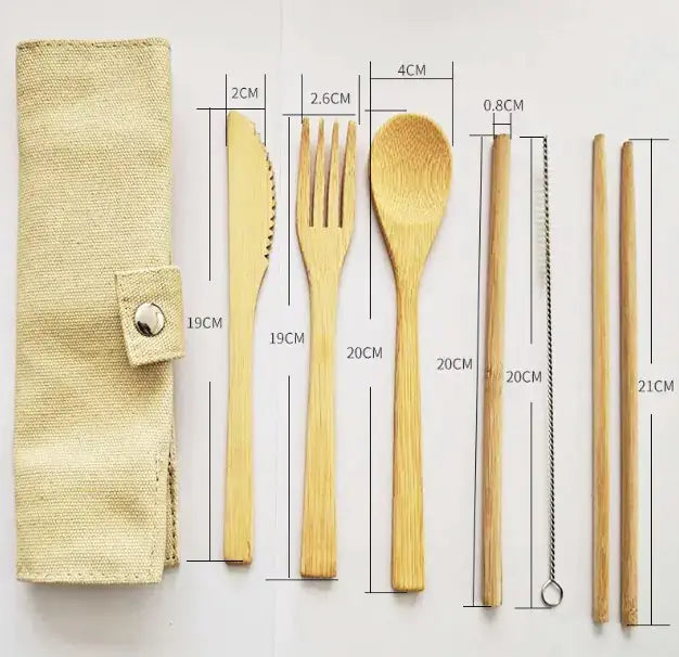 Bamboo Cutlery Set – Eco-Friendly Utensils with Pouch