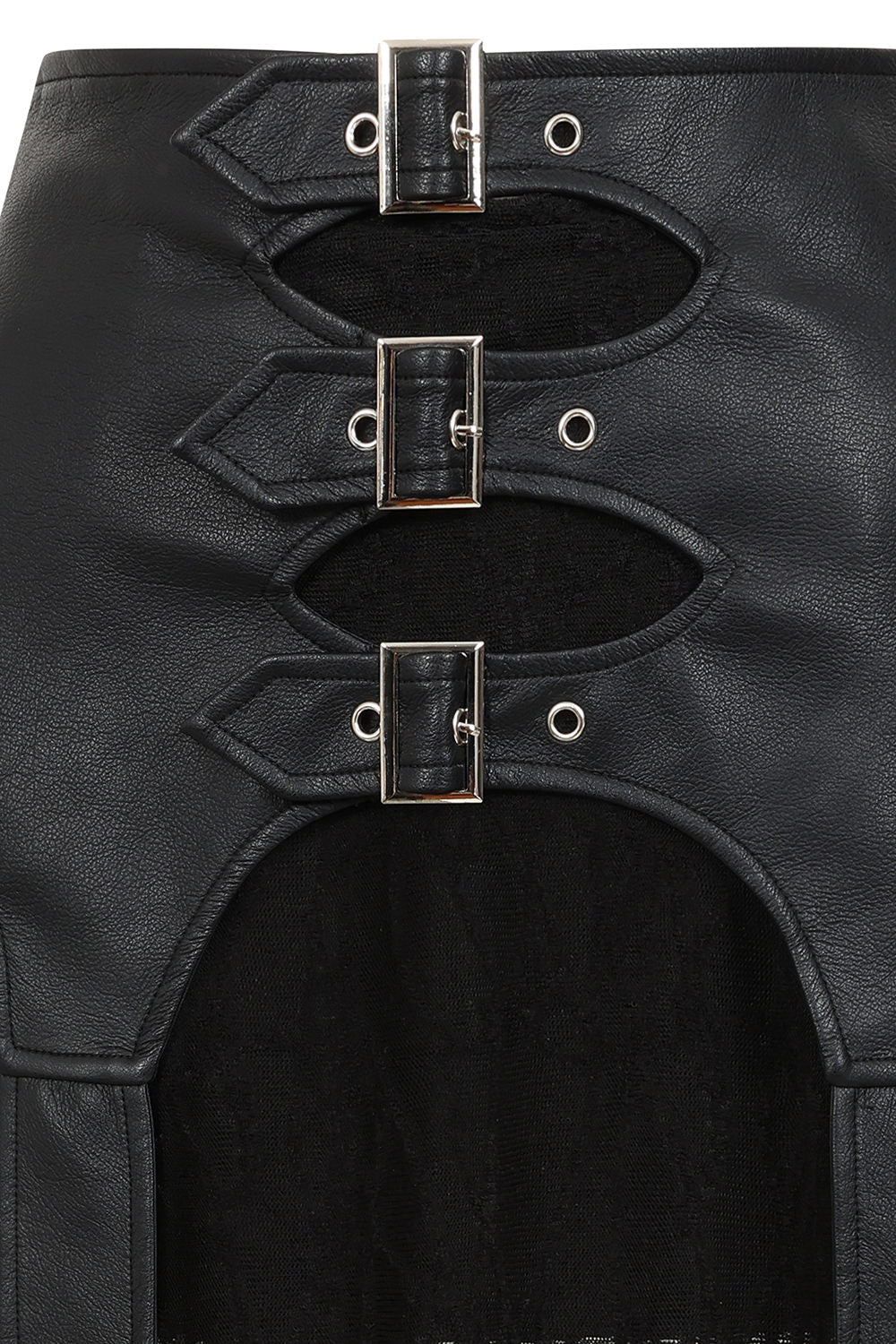 Banned Apparel Velkyn Faux Leather & Knit Panel Skirt in Black