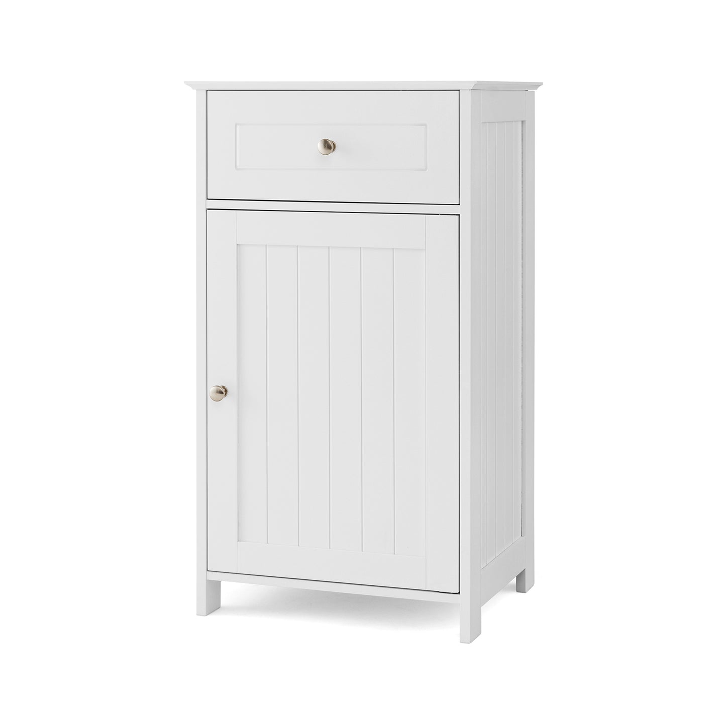 Bathroom Cabinet Floor Organizer with Single Door and Drawer-Grey